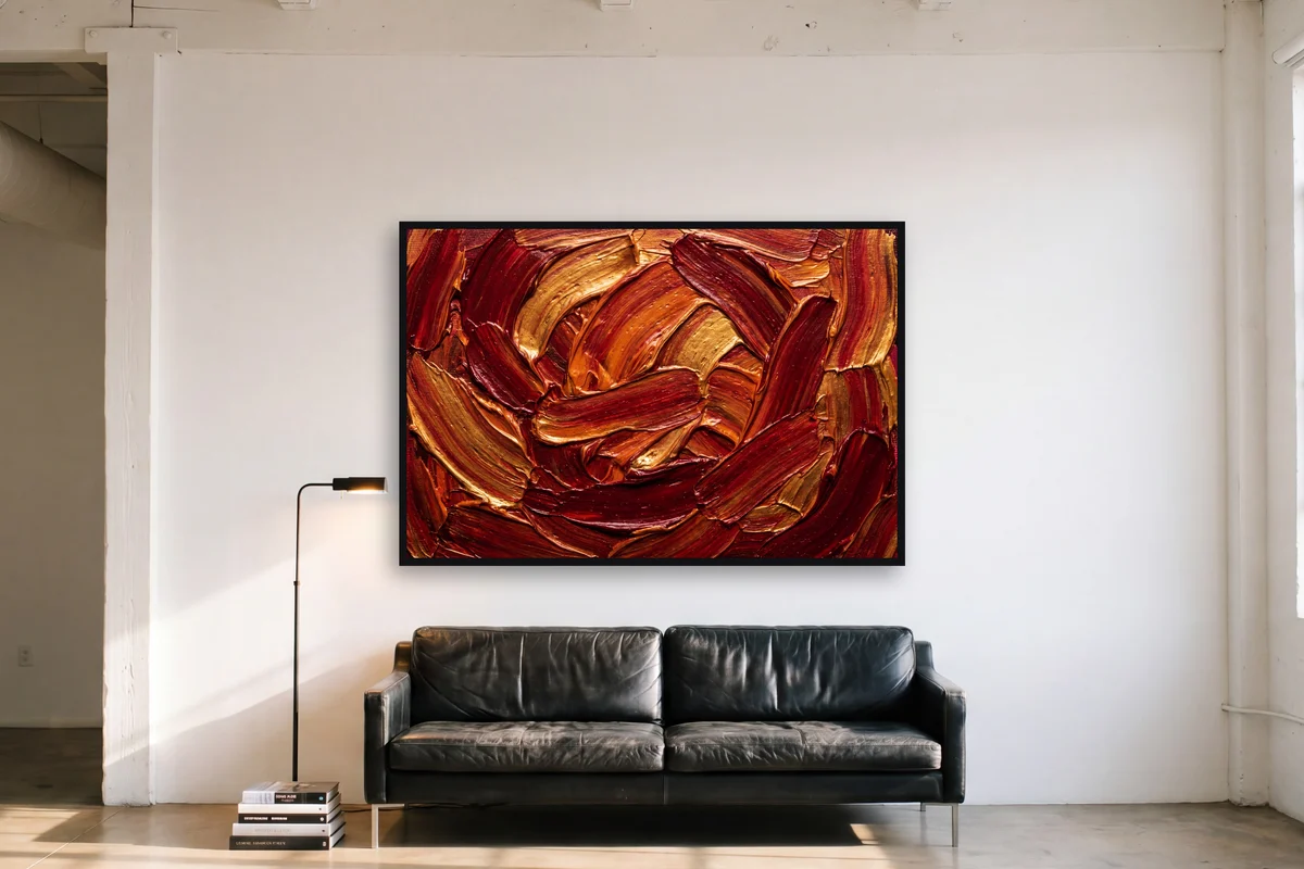 Impasto in Rot im Raum