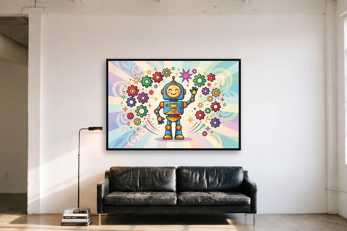 Roboter winkt im Raum