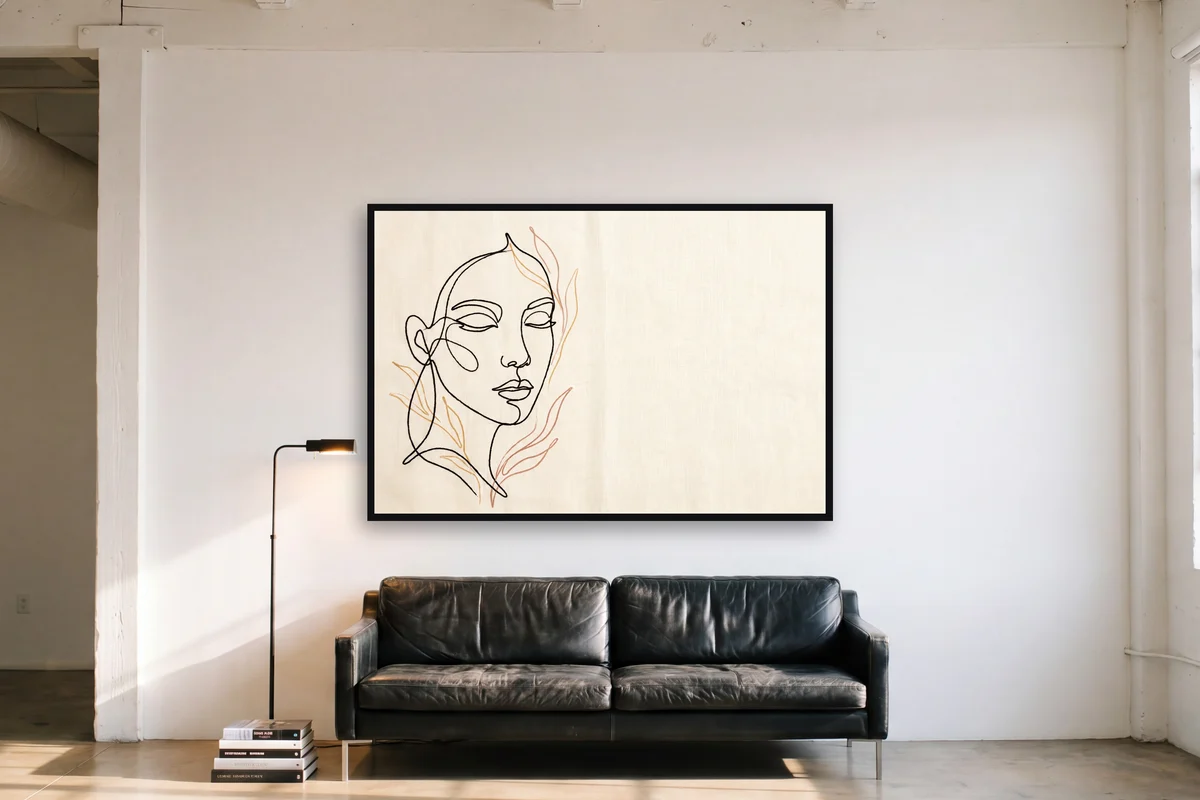 Line-Art Gesicht im Raum