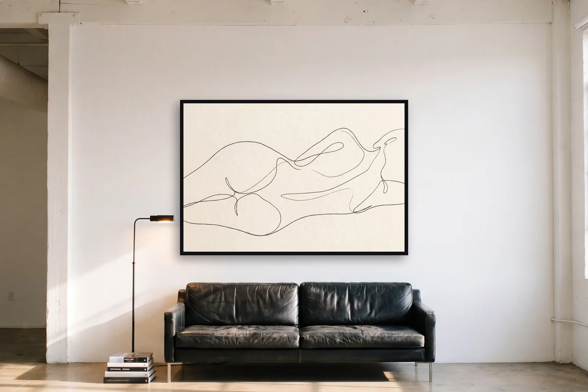 Line-Art Akt im Raum